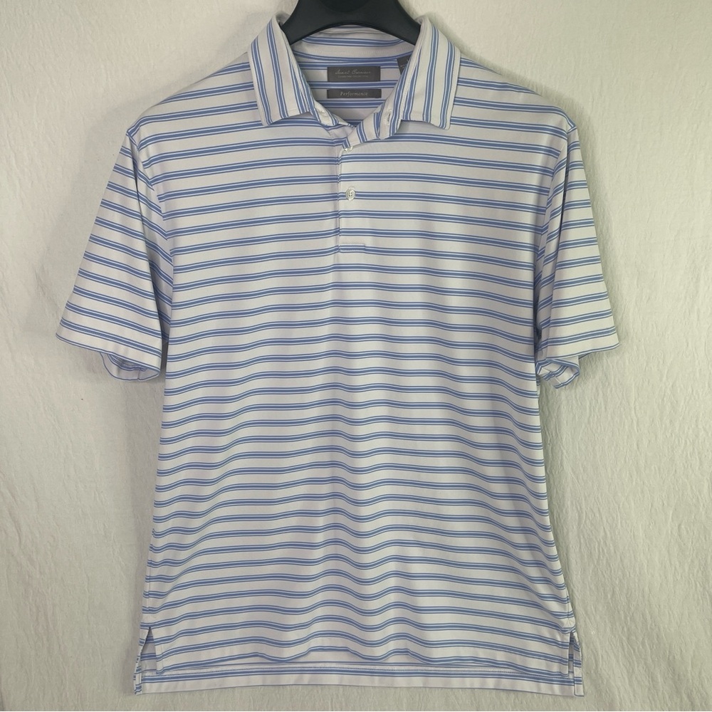 Daniel Cremieux Signature Collection Performance Blue Striped Polo Shirt Large